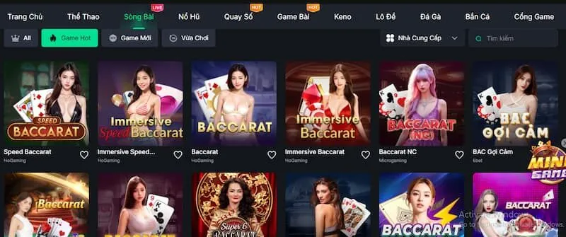 Game đánh bài baccarat